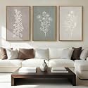 ANHUIB Neutral Botanical Wall Art, Rustic Farmhouse Floral Paintings,Vintage Minimalist Boho Flower Wall Decor 24x36 Inch Plants Set of 3 for Living Room Bedroom