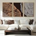 ANHUIB Tree Ring Wall Art 16x24 Inch Black Wall Painting Modern Wood Stump Wall Decor Neutral Minimalist Artprints Set of 3 for Living Room Bedroom Office