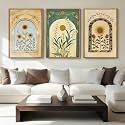 ANHUIB Vintage Boho Floral Wall Decor 16x24 Inch Bohemian wall art Botanical Wall Art Earthy Sunflower Illustration Set of 3 for Living Room Bedroom Office