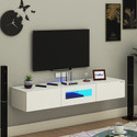 ANIKAA Lucen Wall Mount Modern Floating TV Unit with Storage Cabinet & Blue LED Light Engineered Wood TV Entertainment Unit
