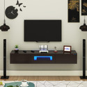 ANIKAA Lucen Wall Mount Modern Floating TV Unit with Storage Cabinet & Blue LED Light Engineered Wood TV Entertainment Unit