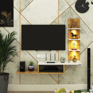 anikaa thomas led light tv unit wall mount engineered wood tv entertainment unit