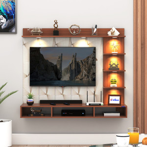 anikaa tyron wall-mount tv unit with pvc back panel  led lights ideal for 55 inch tv engineered wood tv entertainment unit