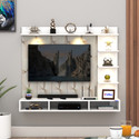 ANIKAA Tyron Wall-Mount TV Unit with PVC Back Panel & LED Lights Ideal for 55 Inch TV Engineered Wood TV Entertainment Unit