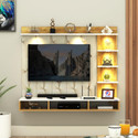 ANIKAA Tyron Wall-Mount TV Unit with PVC Back Panel & LED Lights Ideal for 55 Inch TV Engineered Wood TV Entertainment Unit