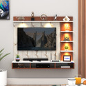 ANIKAA Tyron Wall-Mount TV Unit with PVC Back Panel & LED Lights Ideal for 55 Inch TV Engineered Wood TV Entertainment Unit