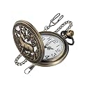 Bronze G Quartz Pocket Watch for Men, Men's Quartz Pocket Watch with Chain