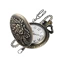 Bronze G Quartz Pocket Watch for Men, Men's Quartz Pocket Watch with Chain
