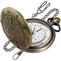 Bronze G Quartz Pocket Watch for Men, Men's Quartz Pocket Watch with Chain