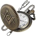 Bronze G Quartz Pocket Watch for Men, Men's Quartz Pocket Watch with Chain