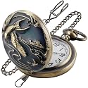 Animal Patch Pocket Watch, Carved Animal Design Patch Pocket Watch for Men, Men's Pocket Watch with Waist Chain