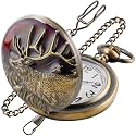 Animal Patch Pocket Watch, Carved Animal Design Patch Pocket Watch for Men, Men's Pocket Watch with Waist Chain