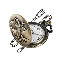 Bronze G Quartz Pocket Watch for Men, Men's Quartz Pocket Watch with Chain
