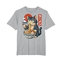 Anime Cat Eating Ramen Retro Kawaii Ramen Cat T-Shirt