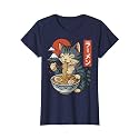 Anime Cat Eating Ramen Retro Kawaii Ramen Cat T-Shirt