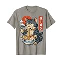 Anime Cat Eating Ramen Retro Kawaii Ramen Cat T-Shirt