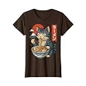 Anime Cat Eating Ramen Retro Kawaii Ramen Cat T-Shirt