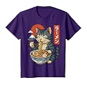 Anime Cat Eating Ramen Retro Kawaii Ramen Cat T-Shirt
