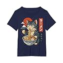 Anime Cat Eating Ramen Retro Kawaii Ramen Cat T-Shirt