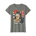 Anime Cat Eating Ramen Retro Kawaii Ramen Cat T-Shirt