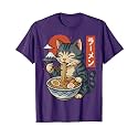 Anime Cat Eating Ramen Retro Kawaii Ramen Cat T-Shirt