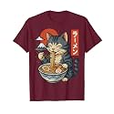 Anime Cat Eating Ramen Retro Kawaii Ramen Cat T-Shirt
