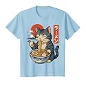 Anime Cat Eating Ramen Retro Kawaii Ramen Cat T-Shirt