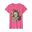 Anime Cat Eating Ramen Retro Kawaii Ramen Cat T-Shirt