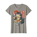Anime Cat Eating Ramen Retro Kawaii Ramen Cat T-Shirt
