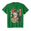 Anime Cat Eating Ramen Retro Kawaii Ramen Cat T-Shirt