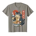 Anime Cat Eating Ramen Retro Kawaii Ramen Cat T-Shirt
