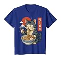 Anime Cat Eating Ramen Retro Kawaii Ramen Cat T-Shirt