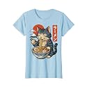 Anime Cat Eating Ramen Retro Kawaii Ramen Cat T-Shirt