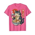 Anime Cat Eating Ramen Retro Kawaii Ramen Cat T-Shirt