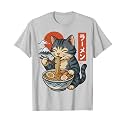 Anime Cat Eating Ramen Retro Kawaii Ramen Cat T-Shirt