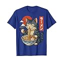 Anime Cat Eating Ramen Retro Kawaii Ramen Cat T-Shirt
