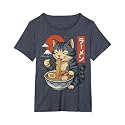 Anime Cat Eating Ramen Retro Kawaii Ramen Cat T-Shirt
