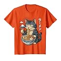Anime Cat Eating Ramen Retro Kawaii Ramen Cat T-Shirt