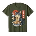 Anime Cat Eating Ramen Retro Kawaii Ramen Cat T-Shirt