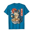 Anime Cat Eating Ramen Retro Kawaii Ramen Cat T-Shirt