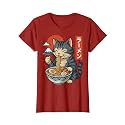 Anime Cat Eating Ramen Retro Kawaii Ramen Cat T-Shirt