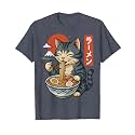Anime Cat Eating Ramen Retro Kawaii Ramen Cat T-Shirt