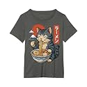 Anime Cat Eating Ramen Retro Kawaii Ramen Cat T-Shirt