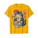 Anime Cat Eating Ramen Retro Kawaii Ramen Cat T-Shirt