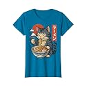 Anime Cat Eating Ramen Retro Kawaii Ramen Cat T-Shirt