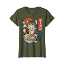 Anime Cat Eating Ramen Retro Kawaii Ramen Cat T-Shirt