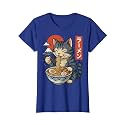 Anime Cat Eating Ramen Retro Kawaii Ramen Cat T-Shirt