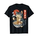 Anime Cat Eating Ramen Retro Kawaii Ramen Cat T-Shirt