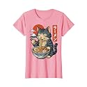 Anime Cat Eating Ramen Retro Kawaii Ramen Cat T-Shirt