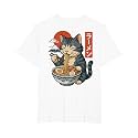Anime Cat Eating Ramen Retro Kawaii Ramen Cat T-Shirt